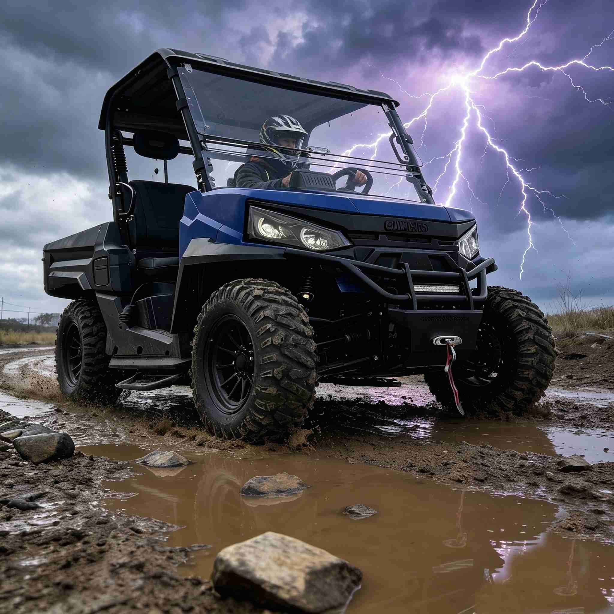 10KW AC Motor Electric UTV 4WD 150Ah Battery 350kg Cargo Bed