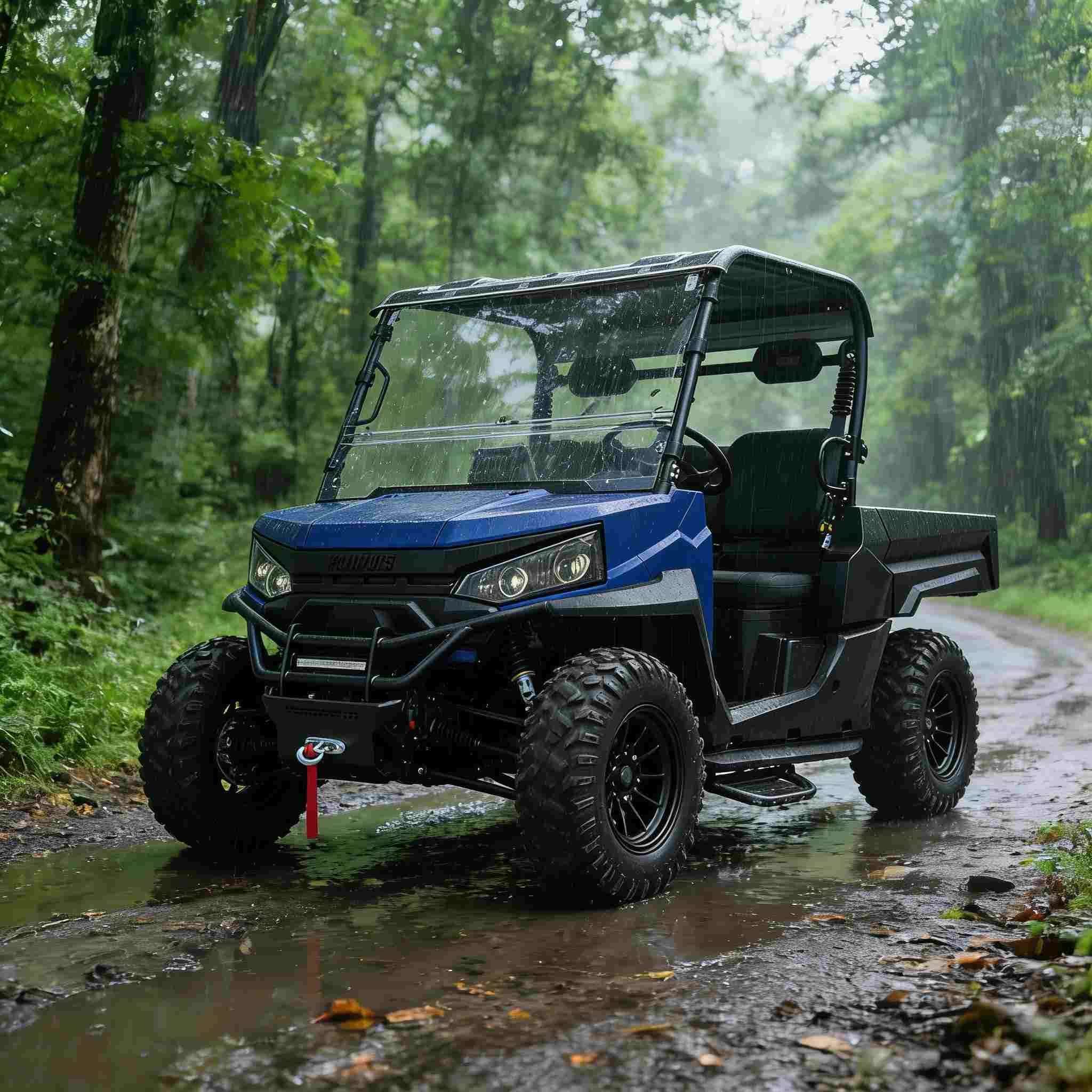 ໄຟຟ້າ UTV 4WD ສໍາລັບການລ່າສັດ 20KW ພະລັງງານສູງສຸດ 1000kg Towing